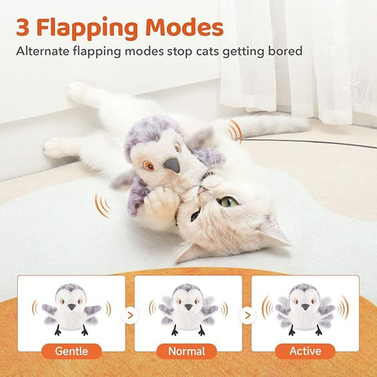 Cat Toys Flapping Bird No Flying,Lifelike Sandpiper Chirp Tweet, Rechargeable Touch Activated Kitten Toy Interactive Cat Exercise Toys For All Breeds Cat Kicker Catnip Toys