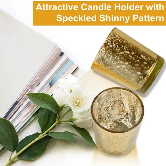 24Pcs Gold Votive Tealights Candle Holders Mercury Glass Shinny Candle Holders For Wedding Birthday Party Home Decoration Table Centerpiece