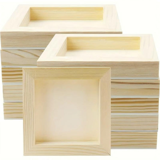 12 Square Wooden Canvas Panels With Pre-cut Holes And Reinforced Edges. Durable Natural Wood Board. Suitable For A Variety Of Paintings And DIY Crafts. Suitable For Artists And Beginners.