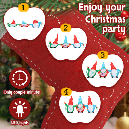 6.6 FT Lighted Christmas Inflatable Decoration, Inflatable Three Christmas Gnomes Elves, Funny Blow Up Yard Decorations With Built-in LED Lights For Holiday Party Front Yard Lawn Garden Decor