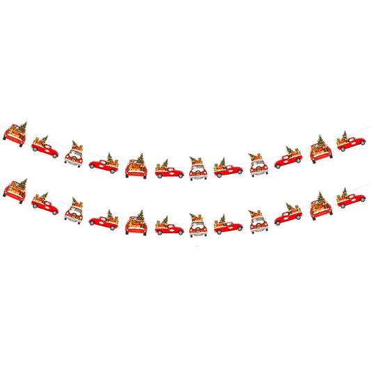 24PCS Christmas Banner Paper Christmas Sign Garland Gingerbread Man Snowman Hanging Christmas Bunting Garland For Christmas Party Decorations Xmas Holiday Home Decor
