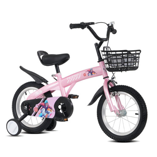 FKZNPJ 16 Inch Sporty Kids Bike With Training Wheels And Stand Adjustable Saddle Suitable For Boys And Girls Aged 4-8 Years Tall Height 41-53 Inches Available In A Variety Of Colors