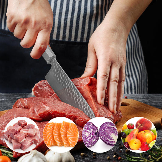 Japanese Chef Knife - 8 Inch Professional Chef's Knife Ultra Sharp Kitchen Knife Japanese 9-Layers VG-10 Clad, Chef Knife For Meat Vegetable Fruit Meat & Sushi Knife - With Sheath & Case