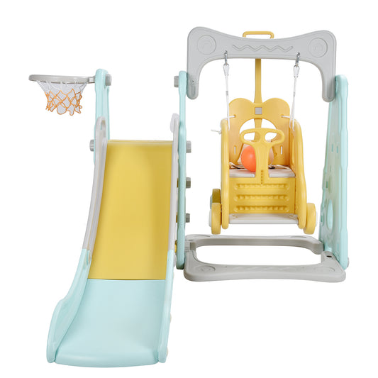 Kids Baby Toddler Climber Swing Set Long Slide Children Play Area for Outdoor IndoorStyle 1 Green