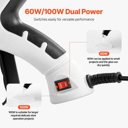 VEVOR Hot Glue Gun,  Dual Power, Mini Hot Glue Gun With 20 Premium Glue Sticks And Oxford Cloth Bag, Fast Preheating & High Temp Melt Glue Gun For Crafts, Arts, DIY, Quick Home Repairs, White