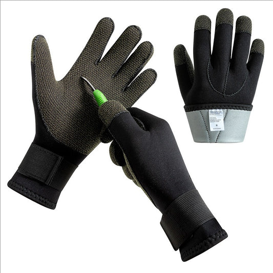 3/5mm Thick Kevlar Diving Gloves. Scratch-proof, for fish hunting, deep dive, spearfishing & skiing.