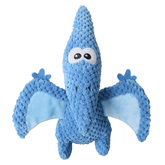 Plush Stuffed Pterosaur Dinosaur Pet Toy with Snapping Paper Wings Sounding Dog Toy