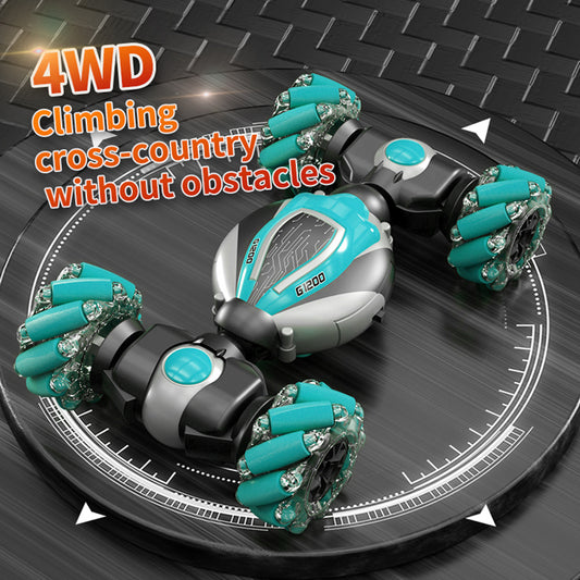 Remote Control Stunt Car 2.4GHz Watch Gesture Sensor Control Deformable Car All-Terrain for Kids with Function Cool Lights Side Drift Explosive Wheel One click Demonstration