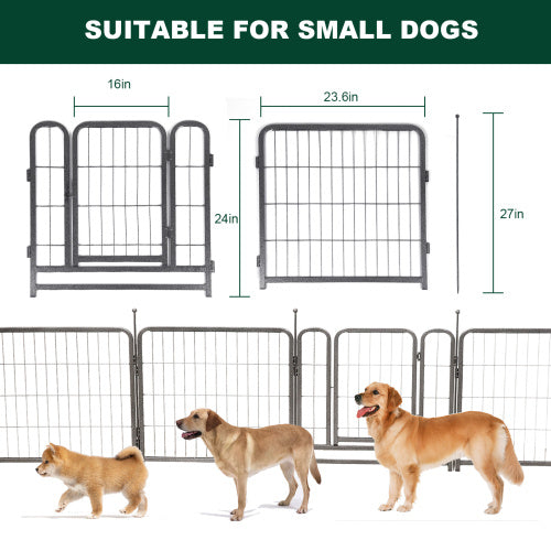 16 Panels Dog Playpen For Outdoor,yard,camping,24 Height Dog Fence With 2 Doors.