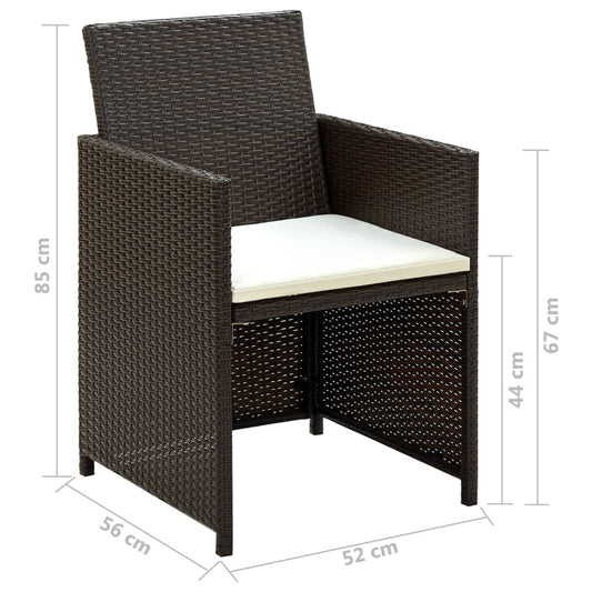 vidaXL 4 Piece Patio Lounge with Cushions Set Poly Rattan Brown