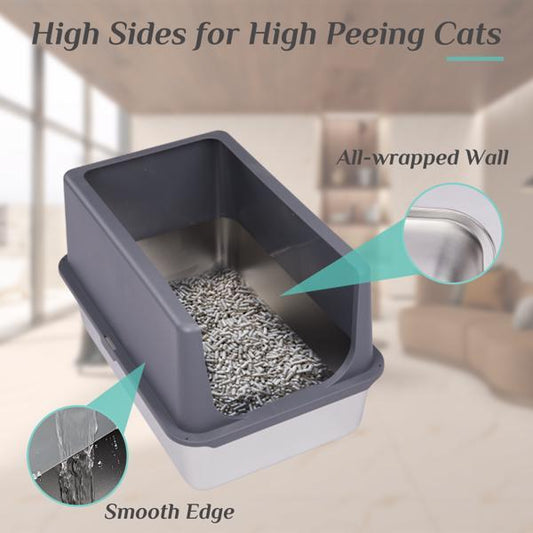 Stainless Steel Cat Litter Box With Shovel Pad