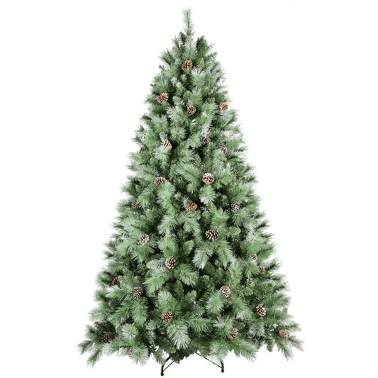 Artificial 5ft Green Christmas Tree With 694PVC Hard Needle Mixed Branch Tips, 200L Warm White Led, Pine Cone,Hinged Premium & Foldable Base For Indoor Holiday Decorating