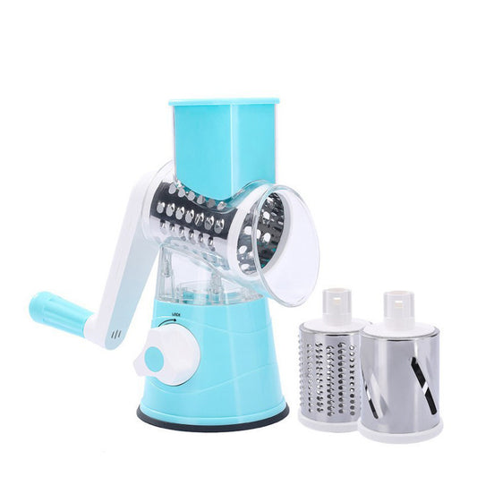 5-in-1 Cheese Grater: Gourmet, Rotary with Hand Crank, 10 Blades (3 Blades-C), for Cheese & Vegetable Slicing.