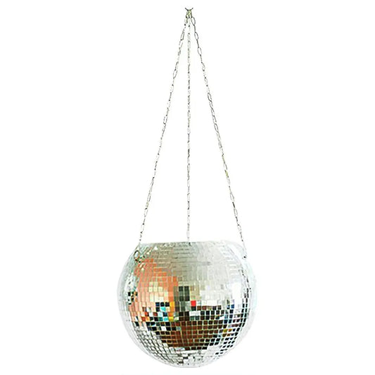 Disco Ball Hanging Flower Pot For Indoor Plants Bohemian Style Flower Planter Pots Rope Mirror Hanging Basket Garden Decor