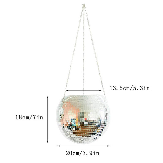 Hanging mirror shaped plastic flower pots gardening baskets disco flower pots