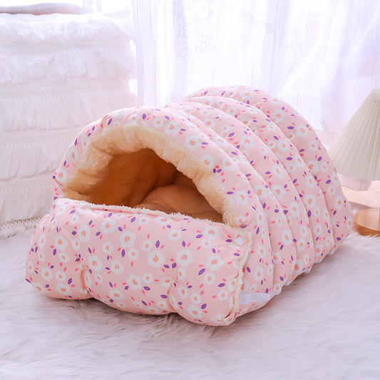 Warm Cat Bed with Detachable Cat Sleeping Bag Plus Velvet Thickening Warm Dog Bed