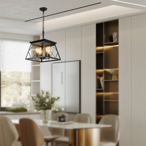 4 Lights Farmhouse Chandelier For Dining Room Black - No Bulbs Unavailable Platform