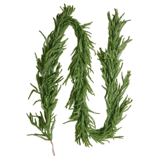 Faux Norfolk Christmas Garland 9Ft Artificial Greenery Xmas Decor For Fireplace