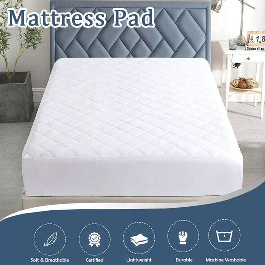 Mattress Pad Quilted Cooling Mattress Topper Cover Breathable Filled T F Q King