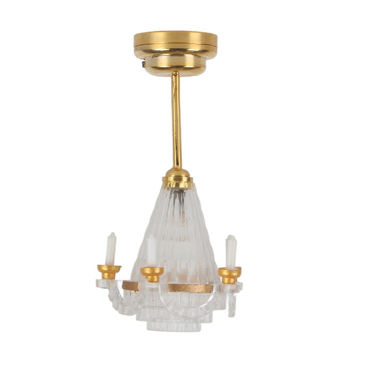 Miniature Chandelier 1/12 Scaled Vivid Decorative Mini Ceiling Lamp with 5 LED Candle for Dollhouse