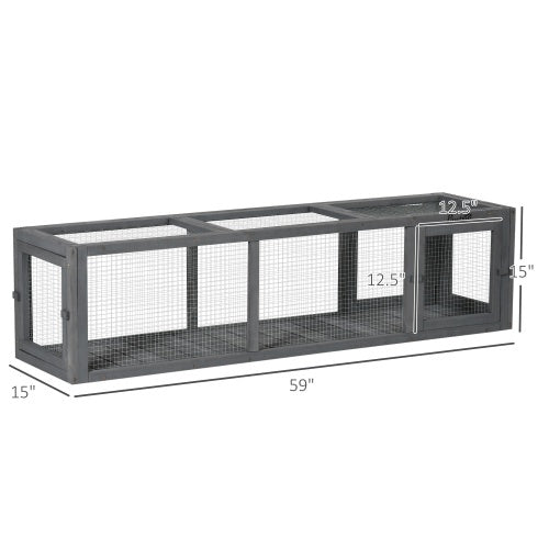 PawHut Outdoor Cat Tunnel With Extendable Design, 59 L Wooden Cat Run With Weather Protection, Connecting Inside And Outside, For Deck Patios, Balconies, Gray