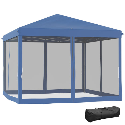 Outsunny 10' X10' Pop Up Canopy Tent With Netting, Instant Gazebo, Ez Up Screen House Room With Car