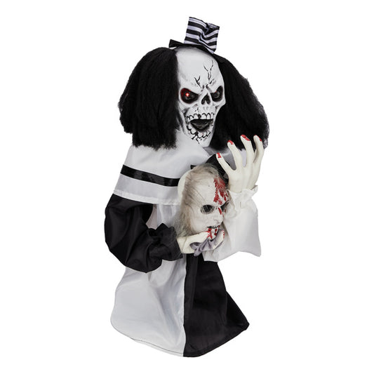 1.8ft Halloween Decoration Scary Clown, Sound-Actived Party Decor With Creepy Sound , Scary Haunted House Props For Indoor Party Home Table Garden Yard Lawn