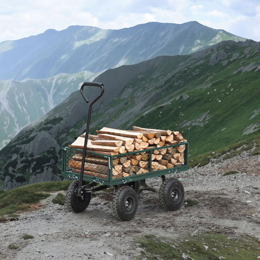 Wagon Cart Garden cart trucks make it easier to transport firewood (green)