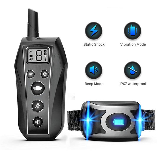 Pet Dog Training Collar IPX7 Waterproof Rechargeable Remote Beep Vibration Shock E Collar Dog Trainer Anti Bark Training T700