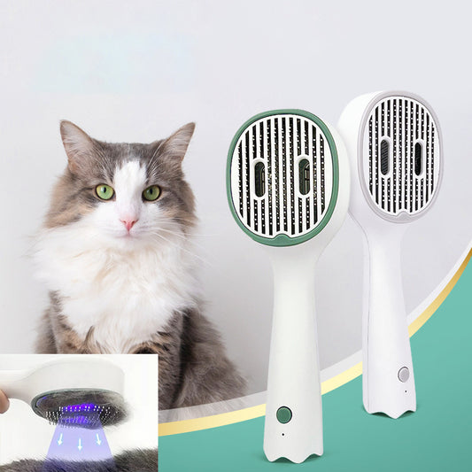 Pet UV Sterilization Comb USB Rechargeable Cat And Dog Comb Automatic Fading To Floating Hair Beauty Needle Comb