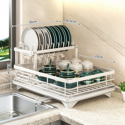 2024 Kitchen Dish Drying Rack with Adjustable Stainless Steel Organizer