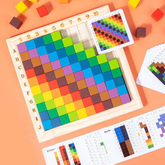 Color counting block, cube building block, color recognition sorting, stacking puzzle, children's puzzle, early education, wooden toy