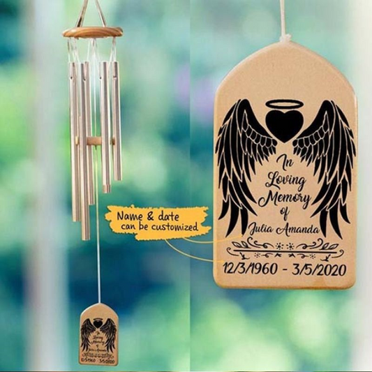 Family Pet Cat and Dog Commemorative Wind Chime Decorative Pendant Text DIY