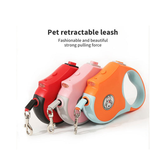 Automatic Traction Rope Pet Supplies Automatic Retractable Traction Leash With Lights Out Walking Dog Light Dog Leash