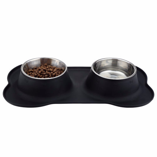 Gomaomi Stainless Steel Dog Bowl No Spill Non-Skid Silicone Mat Feeder Bowls Pet Bowl for Dogs Cats and Pets