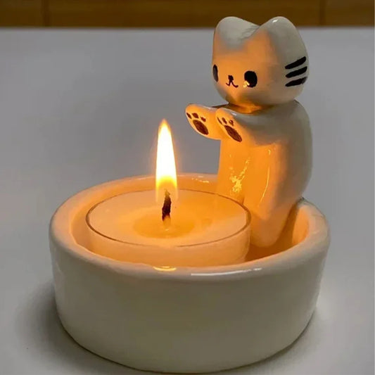 Kitten Candle Holder,Cute Grilled Cat Aromatherapy Candle Holder, Desktop Decorative Ornaments, Birthday Gifts