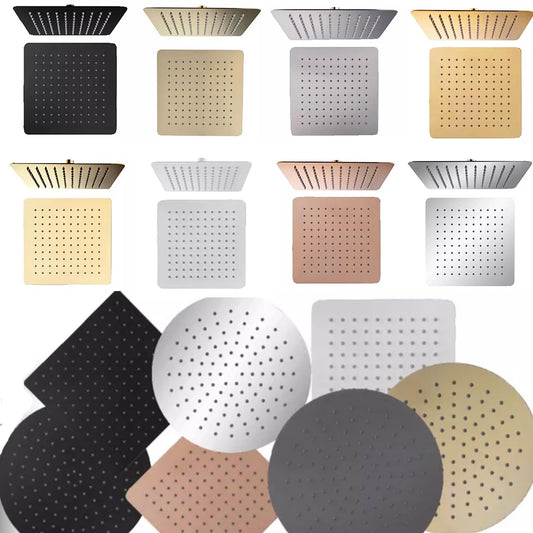 Stainless Steel Black Bathroom Ultrathin Rain Shower Head 8/10/12 Inch Wall & Ceiling Square Rainfall Shower Head Rose Gold,Gold