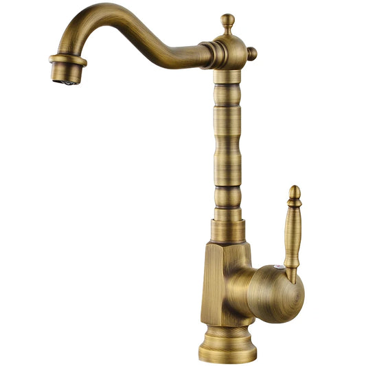 Tuqiu Antique Kitchen Faucet 360 Swivel Sink Faucet Mixer Tap Fashion Gold Sink Faucet Copper Hot And cold Basin Tap