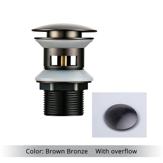 Pop Up Drain Button Bathroom Sink Plug Drainer Siphon Waste Stopper Wash Basin Faucet Accessory Washbasin Pipe Black Gold Rose