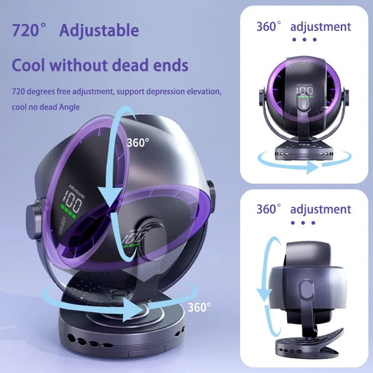Xiaomi Digital Display Fan Desktop Remote Control 720°Rotation Type-C Rechargeable Electric Fans Portable Wall Hanging With Clip