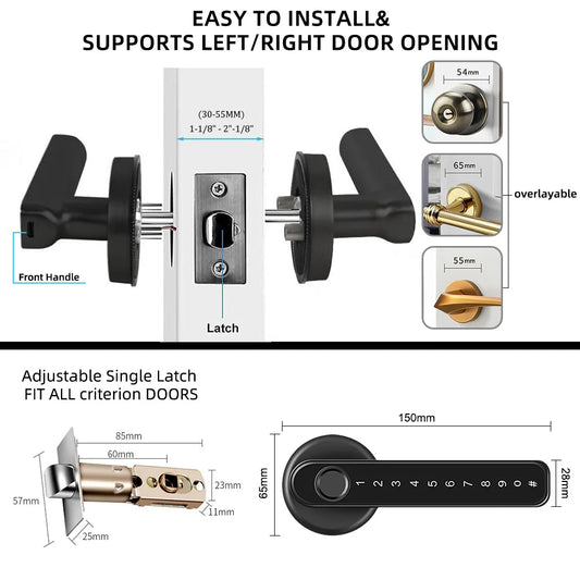 Aoresac Fingerprint Door Lock/Smart Door knob/Biometric Door Lock with passcode keypad keyless/APP Remote Control/Door Handle