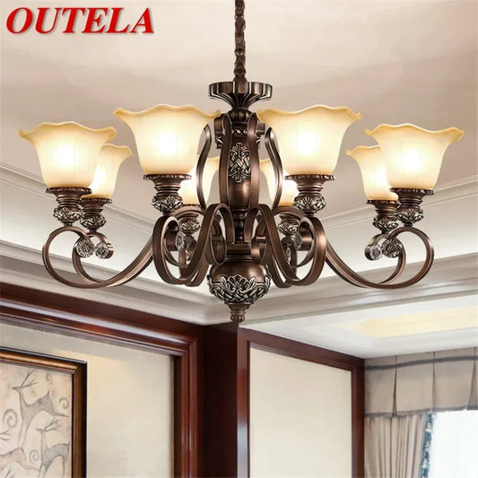 OUTELA American Retro Living Room Pendent Lamp European Luxury  Restaurant Bedroom Villa Hotel Clothing Store Cafe Chandelier