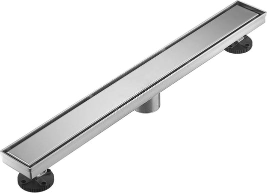 Linear Shower Drain 24inch,Shower Drain with 2 in 1 Flat & Tile Insert Cover,304 Stainless Steel Drain with Tile Insert Grat