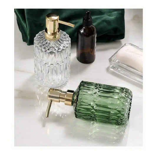 1pc 13.32oz Glass  Soap Dispenser Refillable Pump Bottle For Liquid Soap,Shower Gel,Hand Soap, Home Bathroom Accessories