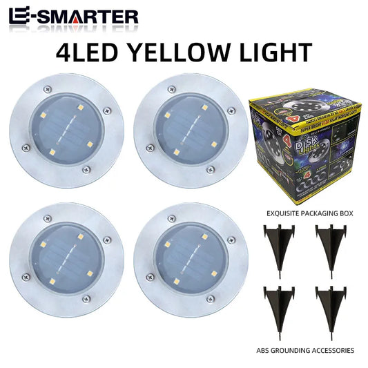 4PCS Solar LED Floor Lamp 4LED/8LED Outdoor Lawn Light Waterproof Underground Lamps for Lawn Decoration Garden Terrace Courtyard