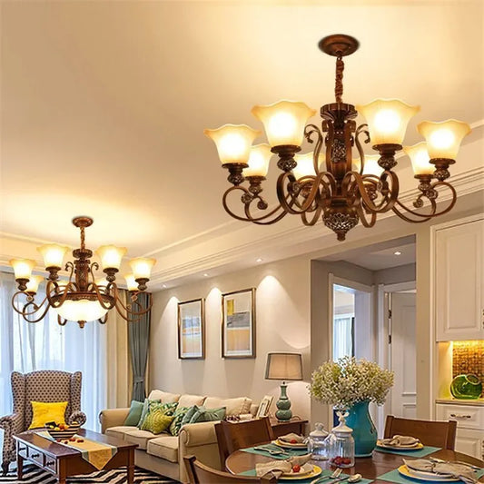 OUTELA American Retro Living Room Pendent Lamp European Luxury  Restaurant Bedroom Villa Hotel Clothing Store Cafe Chandelier