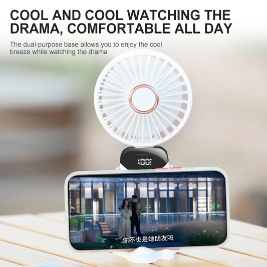 New 4000mAh Mini Handheld Small Fan Portable USB Charging Hanging Neck Fan Quiet Foldable High Quality Student Dormitory Gift
