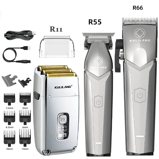 Professional Hair Clipper LCD Hair Trimmer For Men Barber Shop Powerful Finishing Beard Hair Cutter Machine Kulilang R55 R66 R11