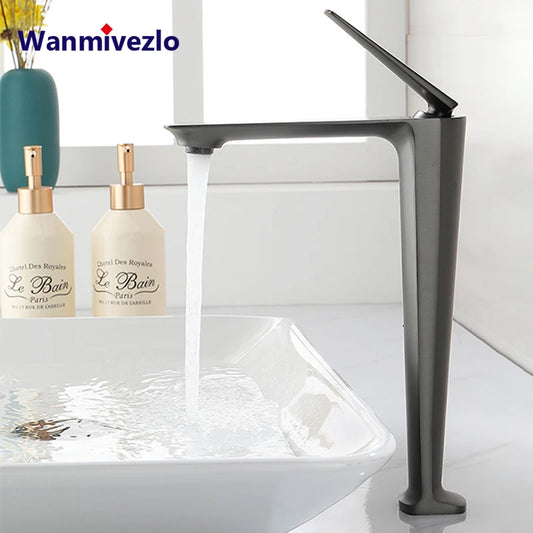 Waterfall Basin Sink Faucet Cold Hot Bathroom Washing Faucet Single Handle Shingle Hole Beautiful Arc Water Sink Tap Mixer