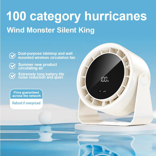 Xiaomi Desktop Fan High-speed 100 Speed Adjustable Circulating Fan Charging Digital Display Turbine Wall Mounted Desktop Fan